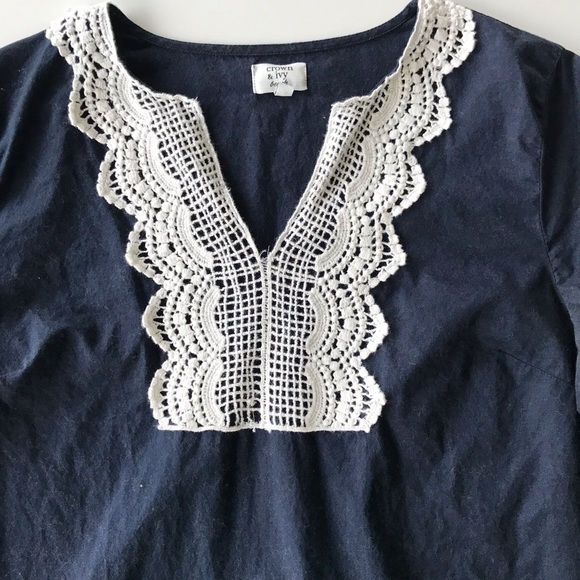 Crown & Ivy Beach Navy Blue Crochet Trim Tunic XS - Picture 5 of 11